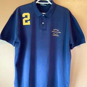 Ralph Lauren, Polo Shirt, Blue/Yellow, Size L